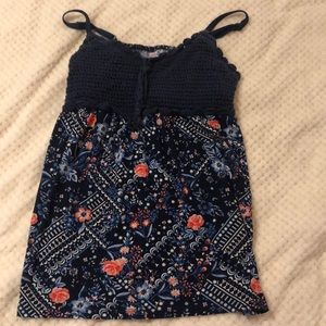 Navy blue, floral tanktop